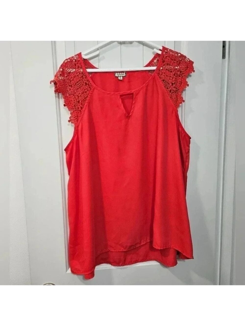 Eyeshadow - Lace Cap Sleeve Blouse - Orange - Plus Size 1X